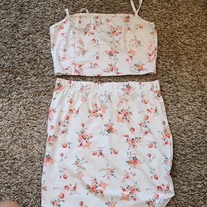 Set of Floral crop top and Skirt